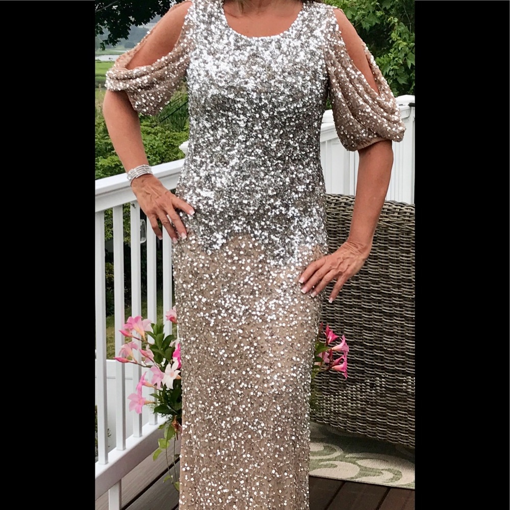 Parker Black sequin gown, size 8
